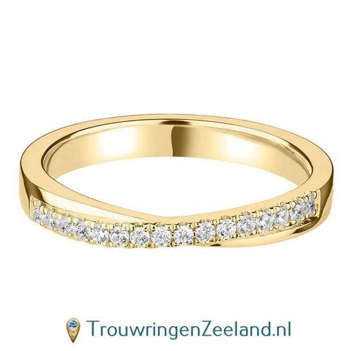 Aanschuifring in 9/18 karaat geelgoud Twist-vorm met 16 d..., Sieraden, Tassen en Uiterlijk, Ringen, Verzenden