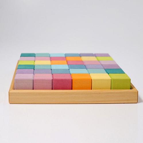 Grimms - Houten blokkenset Pastel Mozaïek (36 stuks), Kinderen en Baby's, Speelgoed | Overig