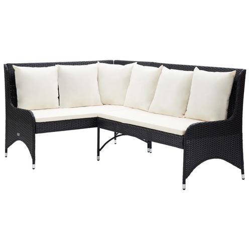 vidaXL Tuinhoekbanken 2 st poly rattan zwart, Tuin en Terras, Tuinsets en Loungesets, Nieuw, Rotan, Verzenden