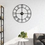 vidaXL Wandklok Ø50 cm ijzer zwart, Huis en Inrichting, Verzenden, Nieuw