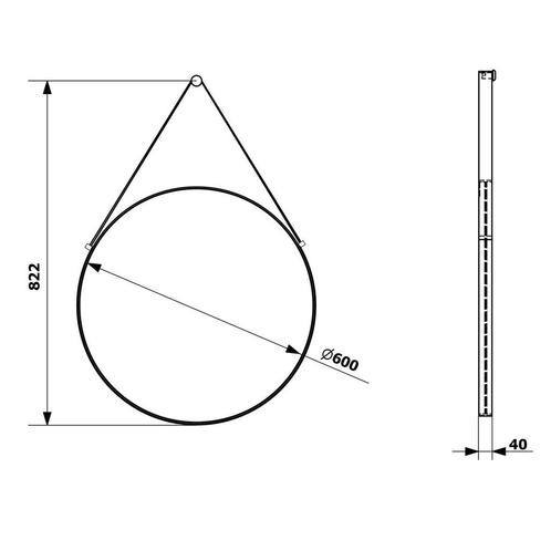 Badkamerspiegel Sapho Orbiter Rond met Leren Band 60 cm, Doe-het-zelf en Verbouw, Sanitair, Ophalen of Verzenden