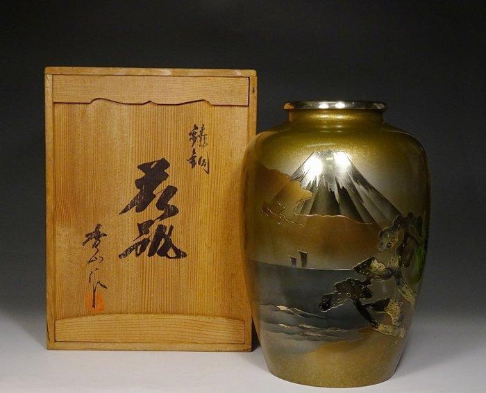 Vaas - Brons, Shzan - Japan - bloem den Mount Fuji, Antiek en Kunst, Antiek | Overige Antiek