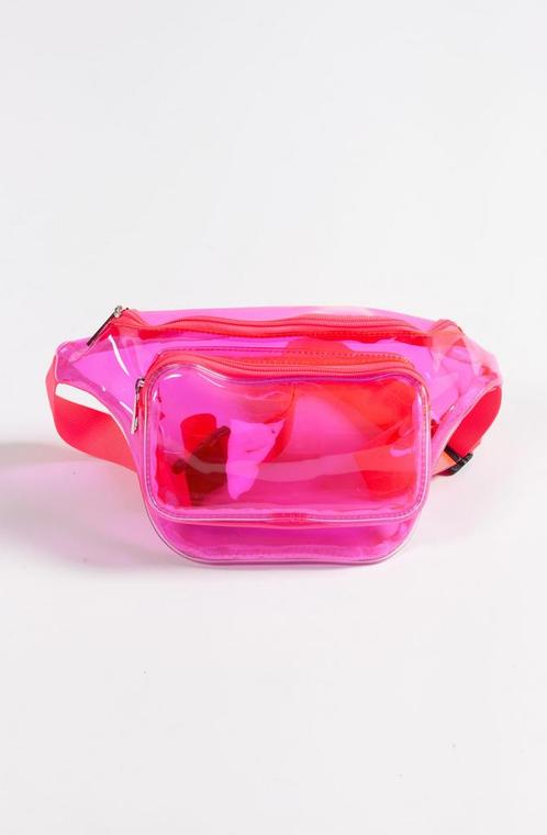 Transparante Heuptas Neon Roze Fanny Pack 2 Vakken Fluor Heu, Sieraden, Tassen en Uiterlijk, Tassen | Damestassen, Overige typen