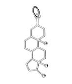 Zilveren Testosteron scheikundig molecuul formule ketting..., Verzenden, Nieuw
