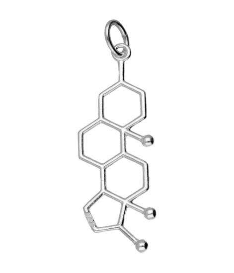Zilveren Testosteron scheikundig molecuul formule ketting..., Sieraden, Tassen en Uiterlijk, Kettinghangers, Verzenden