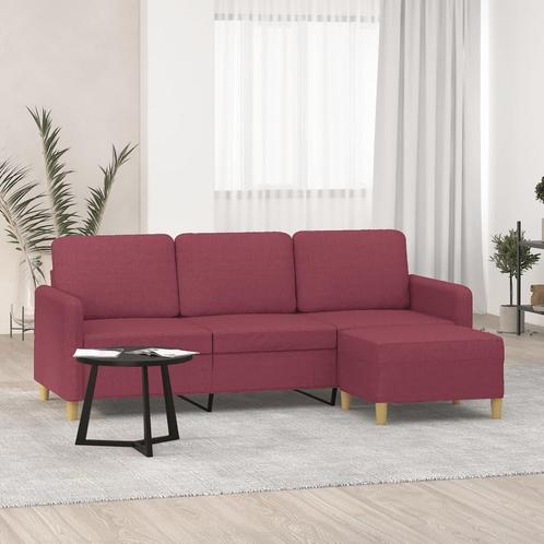 vidaXL Driezitsbank met voetenbank 180 cm stof wijnrood, Huis en Inrichting, Banken | Bankstellen, Nieuw, 150 tot 200 cm, Stof