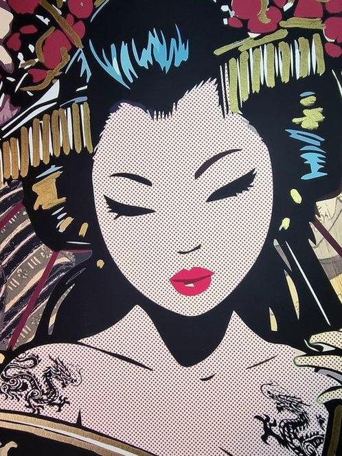 Yorokobi (XX-XXI) - Geisha Dream 7 (XL Gold embellished, Antiek en Kunst, Kunst | Schilderijen | Modern