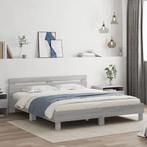 vidaXL Bedframe met hoofdeinde bewerkt hout grijs sonoma, Eenpersoons, Verzenden, Nieuw, 80 cm