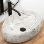 REA Ovale opzetwastafel - stone mat - stonelook - 48.5 x..., Ophalen of Verzenden, Nieuw