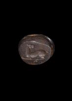 West-Aziatisch Donkerbruine hardsteen Stempelzegel met een