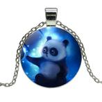 Fako Bijoux® - Ketting - Cabochon - Panda Bubbel - Blauw, Verzenden, Nieuw