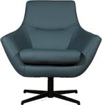 Blauwe leren moderne draaistoel - Toledo Leer Whale (blauw l, Huis en Inrichting, Fauteuils, Nieuw, Ophalen of Verzenden, 75 tot 100 cm