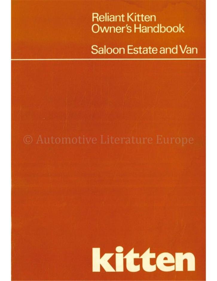 1976 RELIANT KITTEN INSTRUCTIEBOEKJE ENGELS, Auto diversen, Handleidingen en Instructieboekjes