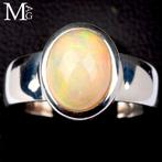 Geelgroene reflecties en oranje aders Ring met Ethiopische