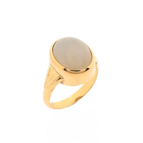 18 Krt. gouden ring met maansteen | Vintage, Sieraden, Tassen en Uiterlijk, Ringen, Goud, Gebruikt, Goud, Verzenden