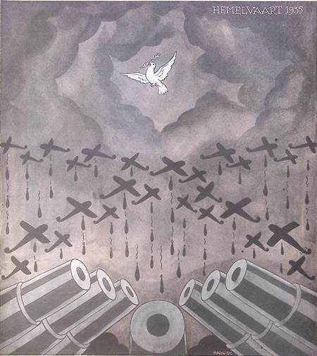 De vredesduif kan niet landen op spotprent (lijst optie), Antiek en Kunst, Kunst | Litho's en Zeefdrukken, Verzenden