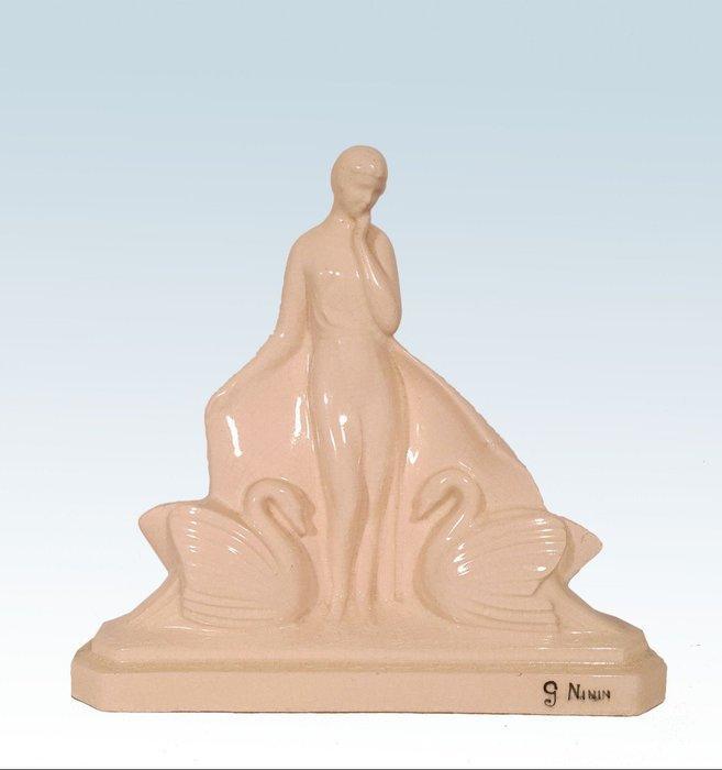sculptuur, G Ninin Sculpture Art Déco En Céramique  - 29, Antiek en Kunst, Antiek | Glas en Kristal