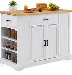 Keukeneiland met Houten Blad & Opbergruimte – 117 cm, Verzenden, Nieuw