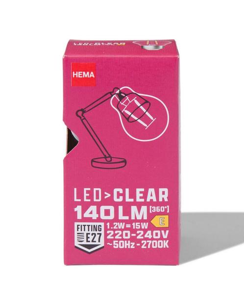 HEMA Led kogel clear E27 1.2W 140lm, Huis en Inrichting, Lampen | Overige, Nieuw, Verzenden