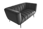 Design 2-zits bank NOBLESSE 165cm grijs fluweel zwart, Huis en Inrichting, Banken | Bankstellen, Ophalen of Verzenden, Nieuw