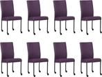 Set van 8 Paarse leren moderne eetkamerstoelen - poot rond z, Huis en Inrichting, Stoelen, Nieuw, Vijf, Zes of meer stoelen, Modern