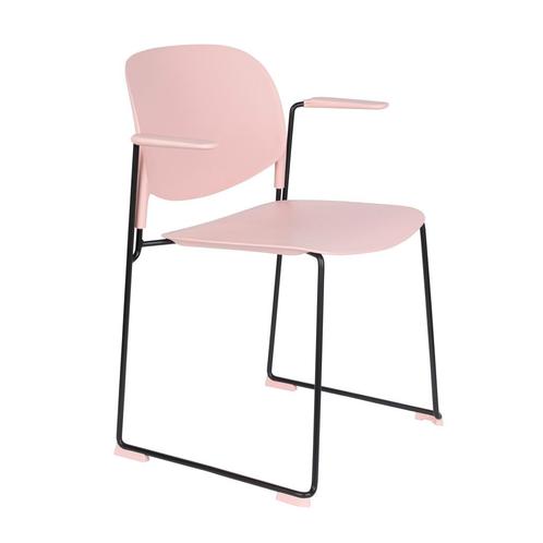 *WOONWINKEL* Stapelbare Design Stoel Met Arm Roze, Huis en Inrichting, Stoelen, Nieuw, Kunststof, Verzenden