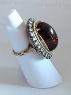 Ring - 14 karaat Geel goud - 0.25ct. tw. Barnsteen - Diamant, Sieraden, Tassen en Uiterlijk, Ringen, Nieuw