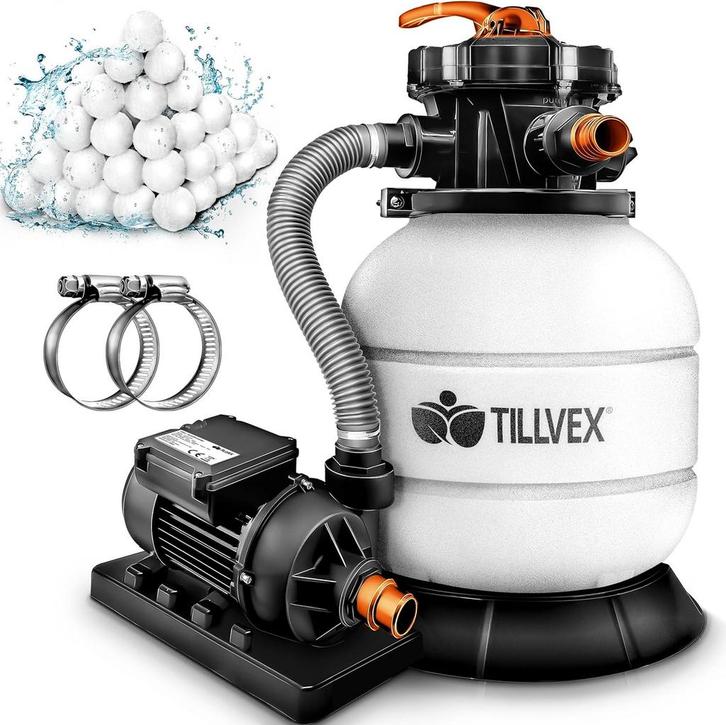 Tillvex® Zandfilter - Zandfilterpomp - 7900L/u - Wit, Tuin en Terras, Tuinmeubel-accessoires, Nieuw, Verzenden