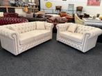 Chesterfield Maarssen  Creme  Softleer Chesterfield Bankstel, Ophalen, Zo goed als nieuw, Leer, CHESTERFIELD