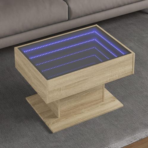 vidaXL Salontafel met LED 70x50x45 cm bewerkt hout sonoma, Huis en Inrichting, Tafels | Salontafels, 50 tot 100 cm, Nieuw, Overige houtsoorten