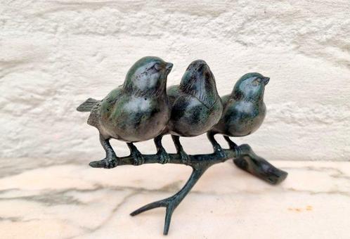 Beeldje - 3 vogels op een tak - Brons, Antiek en Kunst, Kunst | Designobjecten