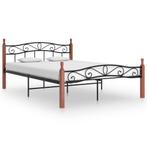 vidaXL Bedframe metaal en massief eikenhout zwart 140x200 cm, Huis en Inrichting, Slaapkamer | Bedden, Verzenden, Zwart, 140 cm