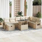 vidaXL 9-delige Loungeset met kussens poly rattan beige, Verzenden, Nieuw, Rotan, Loungeset