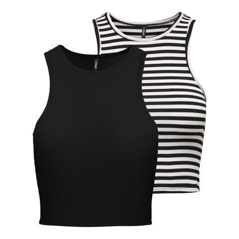 Only Crop-top ONLBELIA S/L CROP TOP CS JRS 2PACK (set,, Kleding | Dames, Tops, Nieuw, Verzenden