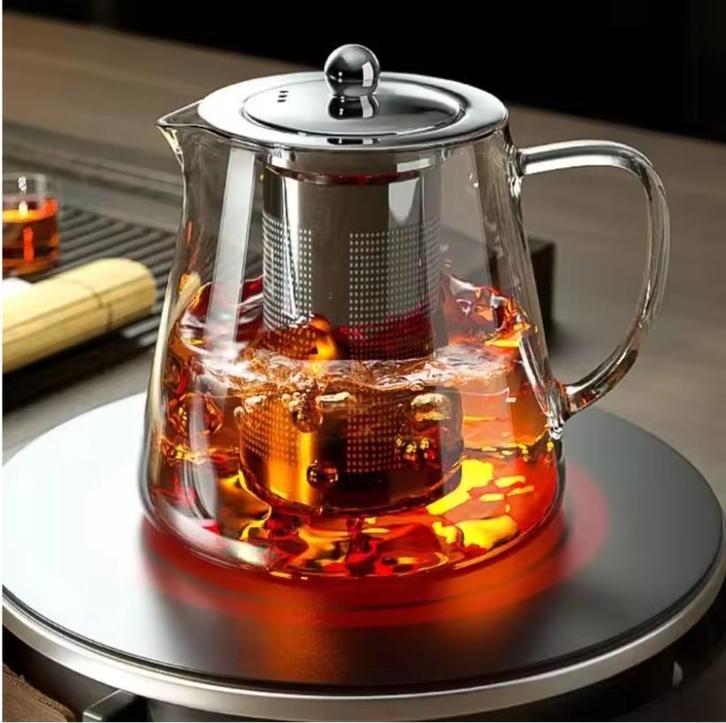 Glazen Theepot met RVS Filter – Hittebestendig Glas, Witgoed en Apparatuur, Koffiemachine-accessoires, Nieuw, Verzenden