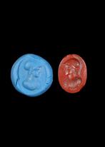 Oud-Romeins rode jaspis Gravure met Minerva, Antiek en Kunst