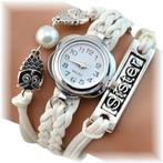Fako® - Armband Horloge - Multi Uiltjes Sister - Wit, Nieuw, Verzenden