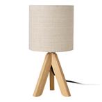 Tafellamp Koblenz tripod lamp 37,5xØ18 cm beige en hout E14, Verzenden, Nieuw