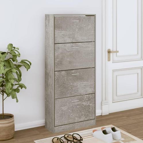 vidaXL Schoenenkast 63x24x147 cm bewerkt hout betongrijs, Huis en Inrichting, Kasten | Schoenenrekken, Nieuw, Verzenden