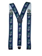 Donkerblauwe Bretels met Edelweiss bloemen en extra sterke c, Kleding | Heren, Verzenden, Nieuw