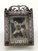 Lijst- Miniatuur Antieke fotolijst van zilver en edelstenen