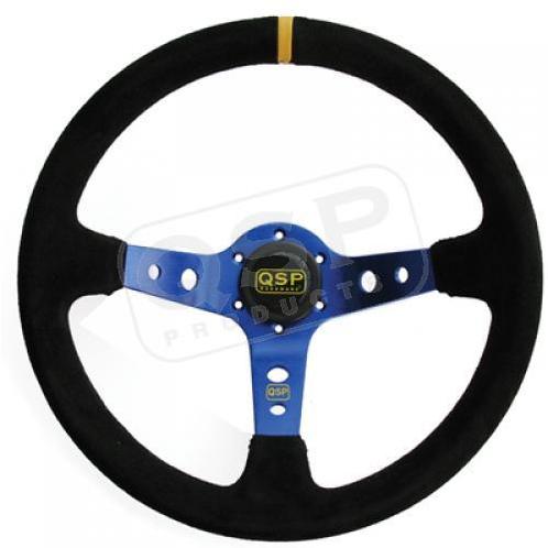 QSP Sportstuur Suede 90mm Diep Deep Dish Blauw B5613, Auto diversen, Autosport-onderdelen