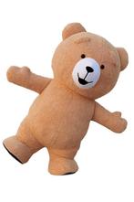 KIMU® Groot Opblaas Kostuum Teddybeer Lichtbruin 2.6 Meter O, Ophalen of Verzenden, Nieuw, Carnaval, Kleding