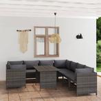 vidaXL 9-delige Loungeset met kussens poly rattan grijs, Verzenden, Nieuw, Rotan, Loungeset