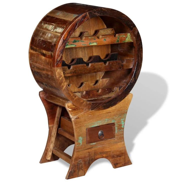 vidaXL Wijnrek voor 10 flessen massief gerecycled hout, Huis en Inrichting, Woonaccessoires | Wijnrekken, Nieuw, Verzenden