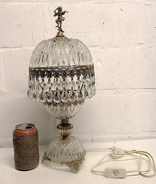 Lamp - Verguld messing - Kristallen Paleislamp, Antiek en Kunst, Curiosa en Brocante