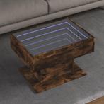 vidaXL Salontafel met LED 70x50x45 cm bewerkt hout gerookt, Verzenden, Nieuw, Overige houtsoorten, 50 tot 100 cm
