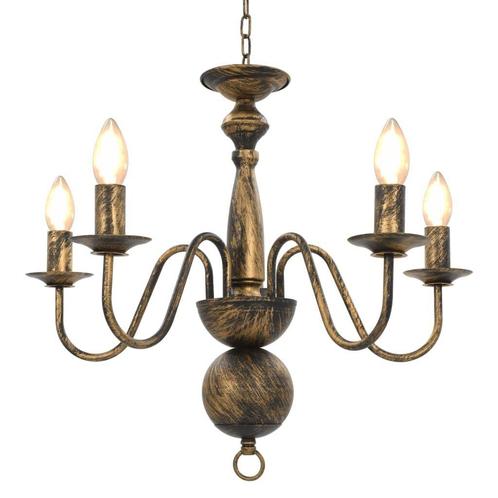 Antieke Kroonluchter - 5xE14 - Tweedekansje! Mooi & Goedkoop, Huis en Inrichting, Lampen | Kroonluchters, Nieuw, Metaal, Ophalen of Verzenden