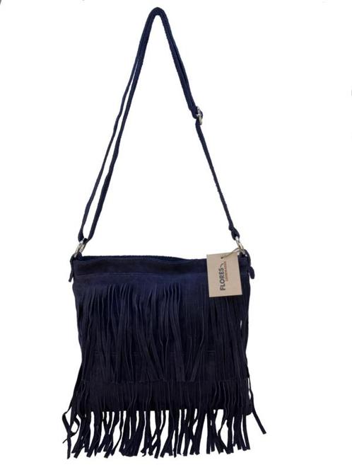 Back to the Sixties Suede Franje tas (donkerblauw), Sieraden, Tassen en Uiterlijk, Tassen | Schoudertassen, Nieuw, Verzenden