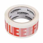 Fixman Inpaktape - Fragile - 48 mm x 66 meter - Witte ach..., Ophalen of Verzenden, Nieuw